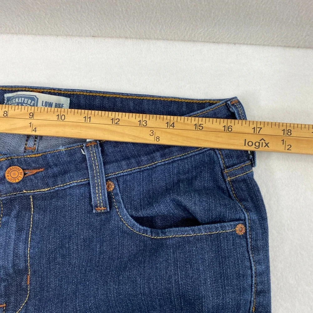 Levi Strauss‎ Signature Jeans Women 12 Low Rise Bootcut Dark Wash Denim